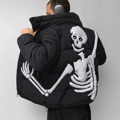 Skelett Pufferjacke Herren | Steppjacke | Knochen Design | Schwarz