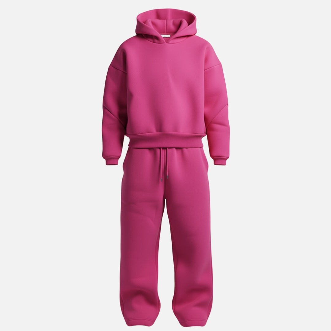 Oversized Jogginganzug Herren | Hoodie und Weite Jogginghose | 6 Farben-Pink-S-Chaps Herrenmode