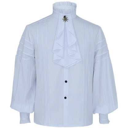 Rüschenhemd Herren | Vampir | Pirat | Jabot | Viktorianisch | 11 Stile-Jabot mit Brosche Hellblau-S-Chaps Herrenmode
