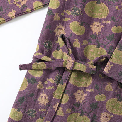 Kürbis Kimono Pyjama Herren | Kleine Monster | Lila oder Grün