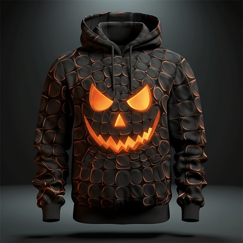 Kürbis Hoodie | Halloween | Allover Print | Kapuze | 5 Designs-Kürbis mit Schuppen-S-Chaps Herrenmode