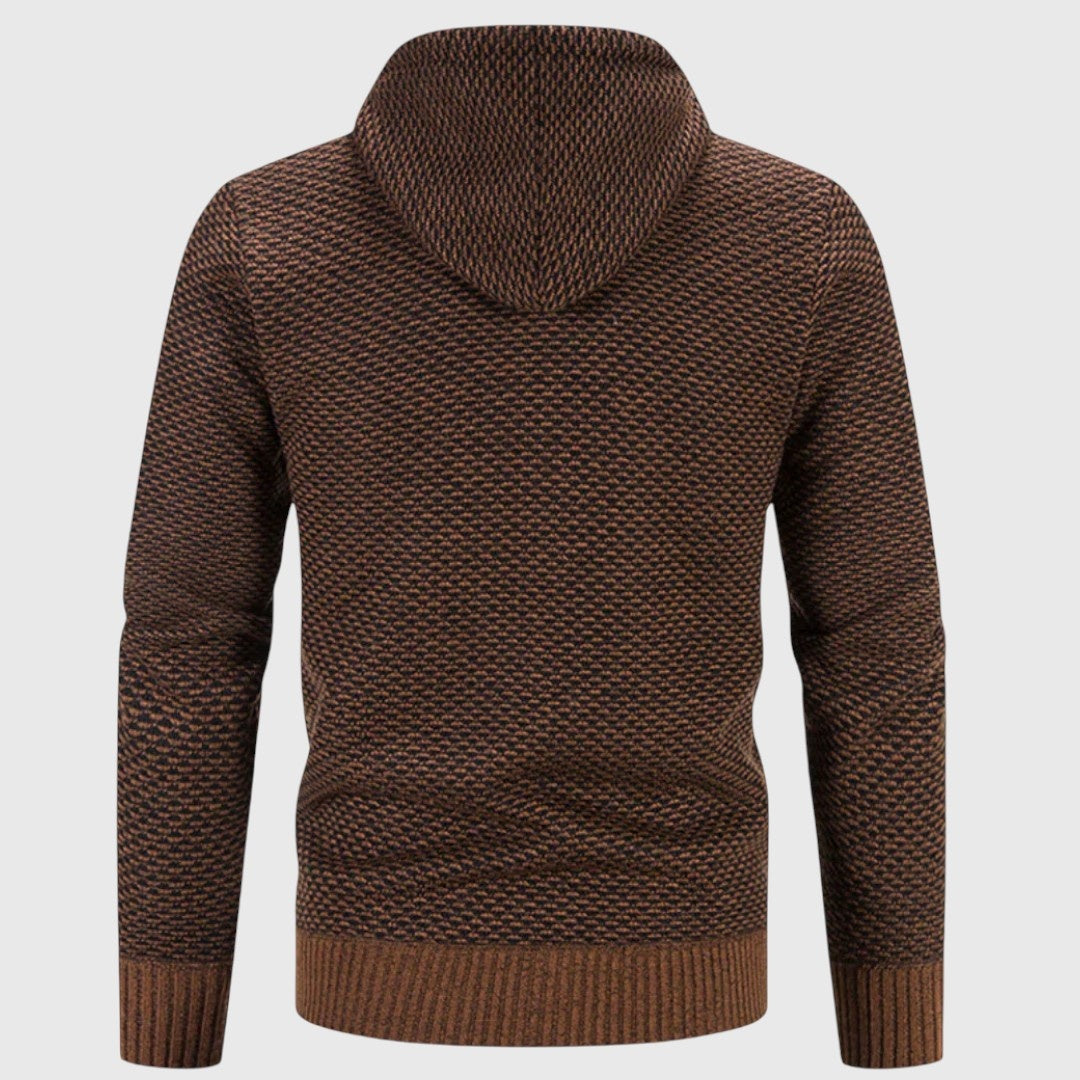 Strickjacke mit Kapuze Herren | Gefüttert | Reißverschluss | Grobstrick