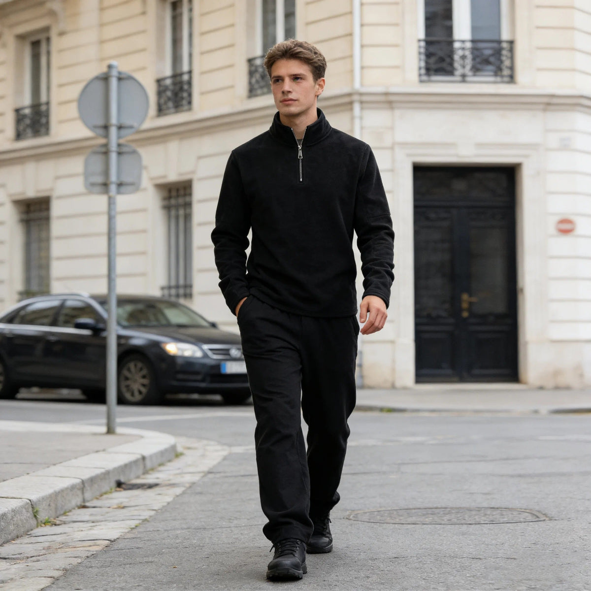 Troyer Herren | Fleece | Halber Reißverschluss | Stehkragen
