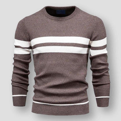 Gestreifter Strickpullover Herren | Baumwollstrick | Rundhals | Blockstreifen