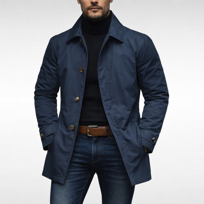 Kurzmantel Herren | Knopfleiste | Wetterfest | Gefüttert-Dunkelblau-XS-Chaps Herrenmode