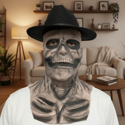 Latex Maske | Skelett | Vollkopf | Mit oder ohne Hut-Mit Hut-Chaps Herrenmode