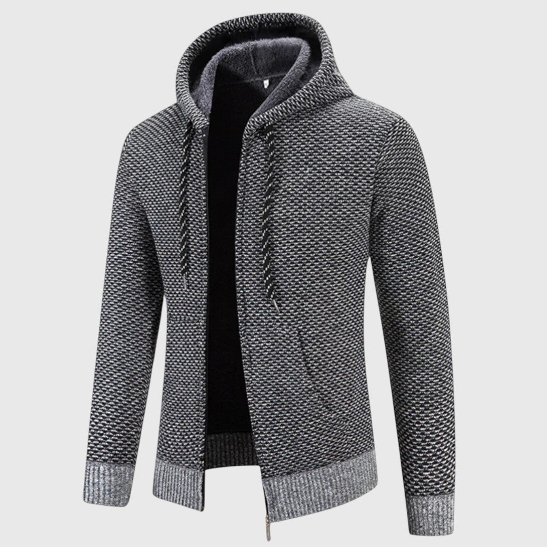 Strickjacke mit Kapuze Herren | Gefüttert | Reißverschluss | Grobstrick