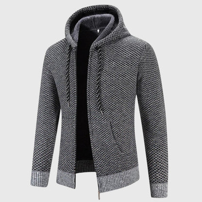Strickjacke mit Kapuze Herren | Gefüttert | Reißverschluss | Grobstrick