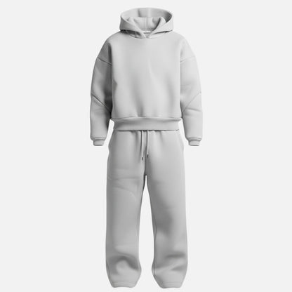 Oversized Jogginganzug Herren | Hoodie und Weite Jogginghose | 6 Farben-Hellgrau-S-Chaps Herrenmode