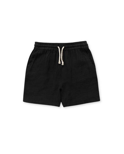 Kurze Hose Herren | Leinen | Lockere Passform | Kordelzug-Schwarz-S-Chaps Herrenmode