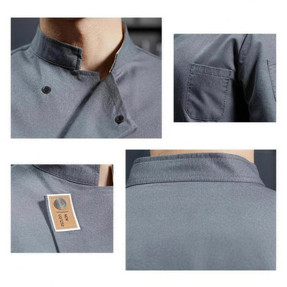 Kochjacke Herren | Langarm | Stehkragen | Brusttasche-Chaps Herrenmode