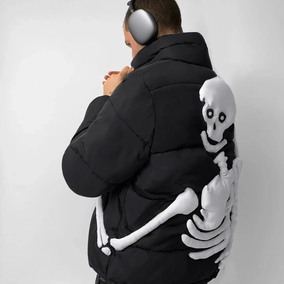 Skelett Pufferjacke Herren | Steppjacke | Knochen Design | Schwarz