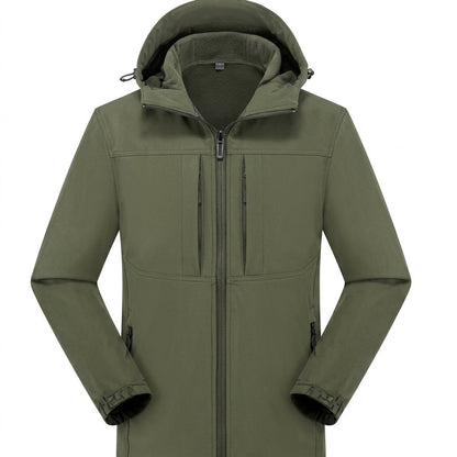 Leichte Softshelljacke Herren | Kapuze | Wasserabweisend | Vier Reißverschlusstaschen