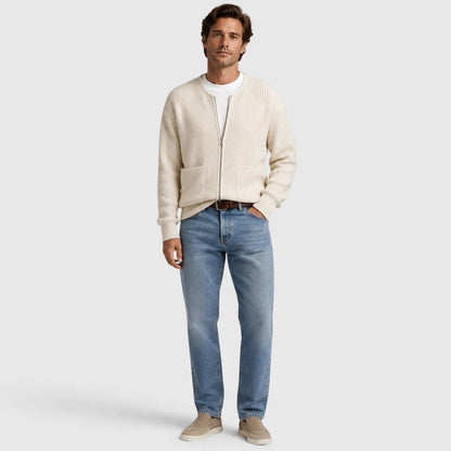 Strickjacke mit Reißverschluss Herren | Rundhals | Rippstrick | Taschen