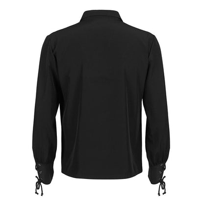 Mittelalter Hemd Herren | Schnürung | V-Ausschnitt | Langarm | 6 Farben-Chaps Herrenmode