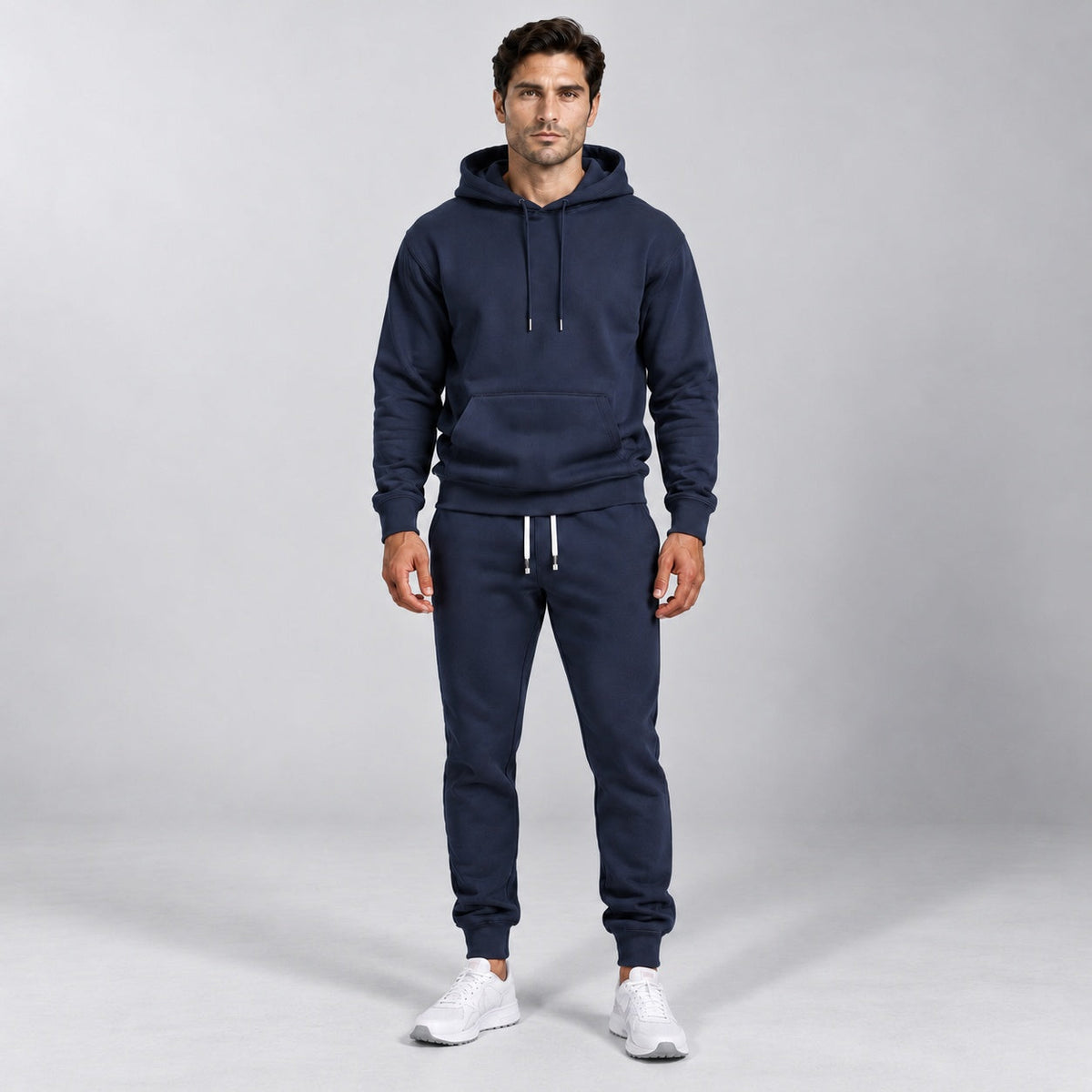 Tapered Jogginganzug Herren | Hoodie und Jogginghose | 4 Farben-Marineblau-S-Chaps Herrenmode