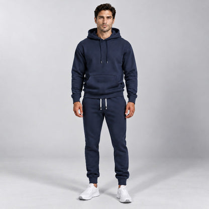 Tapered Jogginganzug Herren | Hoodie und Jogginghose | 4 Farben-Marineblau-S-Chaps Herrenmode