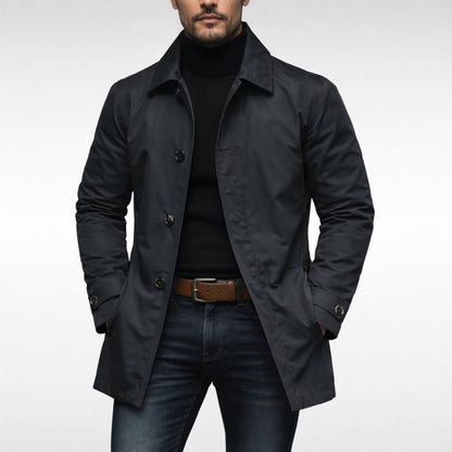 Kurzmantel Herren | Knopfleiste | Wetterfest | Gefüttert-Schwarz-XS-Chaps Herrenmode