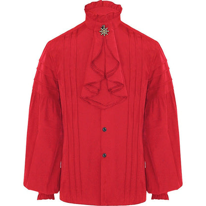 Rüschenhemd Herren | Vampir | Pirat | Jabot | Viktorianisch | 11 Stile-Jabot mit Brosche Rot-S-Chaps Herrenmode