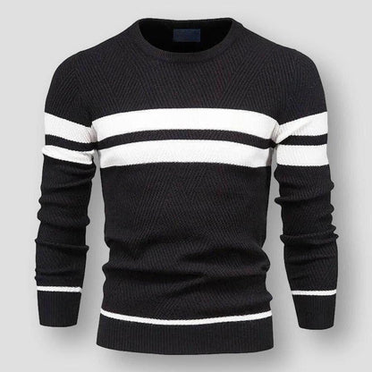 Gestreifter Strickpullover Herren | Baumwollstrick | Rundhals | Blockstreifen