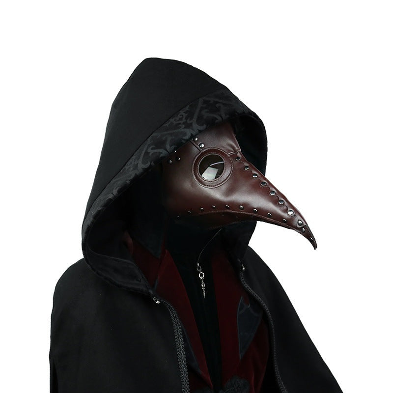 Pestarzt Maske | Kunstleder | Nieten | Langer Schnabel | Riemen-Chaps Herrenmode