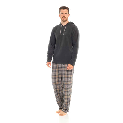Fleece Schlafanzug Herren mit Kapuze | Karierte Hose | 2 Farben
