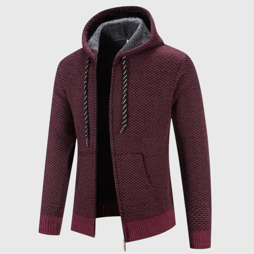 Strickjacke mit Kapuze Herren | Gefüttert | Reißverschluss | Grobstrick