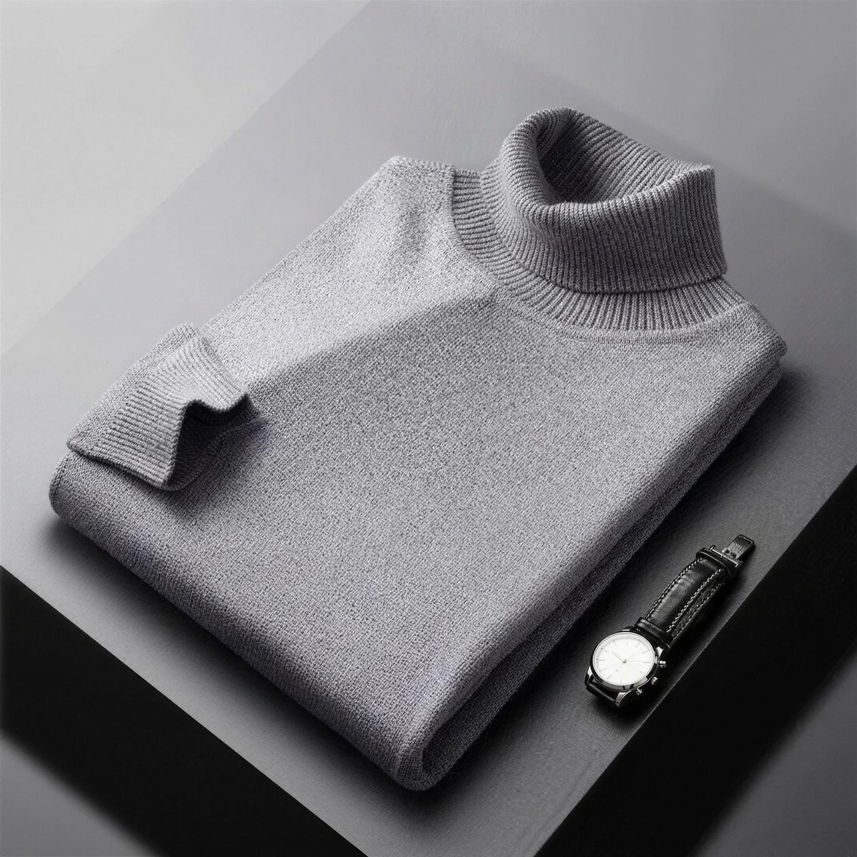 Rollkragenpullover Herren | Feinstrick | Gerippter Kragen | Gerader Schnitt