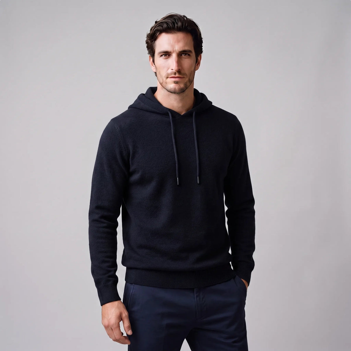 Strick Hoodie Herren | Feinstrick | Kordelzug | Regular Fit