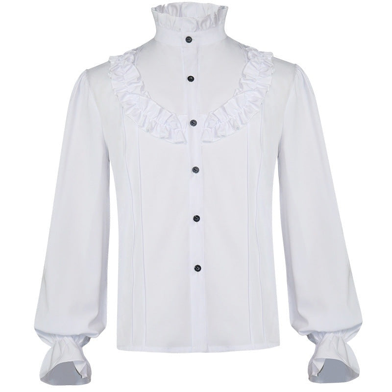 Rüschenhemd Herren | Vampir | Pirat | Jabot | Viktorianisch | 11 Stile-Rüschenpasse Weiß-S-Chaps Herrenmode