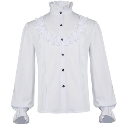 Rüschenhemd Herren | Vampir | Pirat | Jabot | Viktorianisch | 11 Stile-Rüschenpasse Weiß-S-Chaps Herrenmode