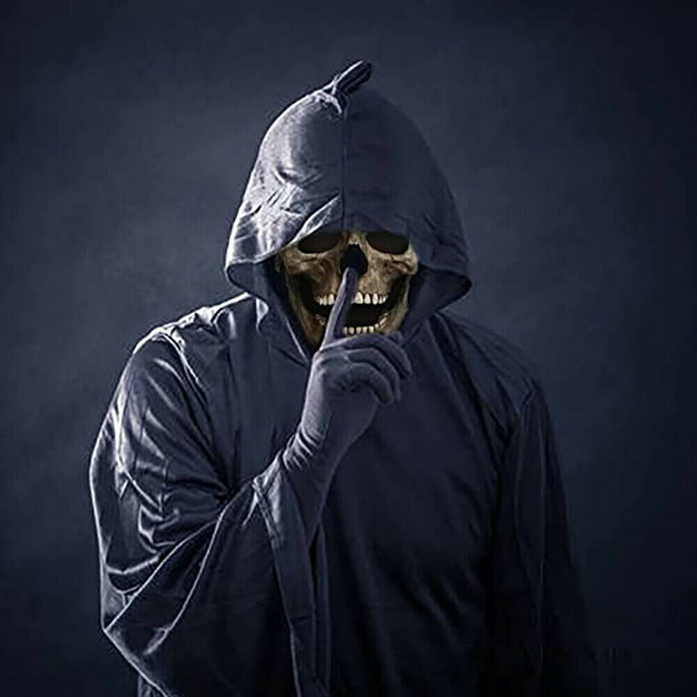 Totenkopf Maske mit Beweglichem Kiefer | Latex | Vollkopf | Grau oder Weiß-Chaps Herrenmode