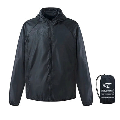 Windbreaker Herren | Packbar | Wasserabweisend | Kapuze-Schwarz-M-Chaps Herrenmode
