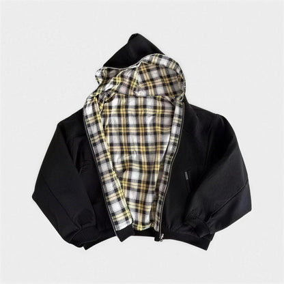 Wende Hoodie Herren | Reißverschluss | Oversized | Kariert