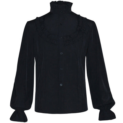 Rüschenhemd Herren | Vampir | Pirat | Jabot | Viktorianisch | 11 Stile-Rüschenpasse Schwarz-S-Chaps Herrenmode