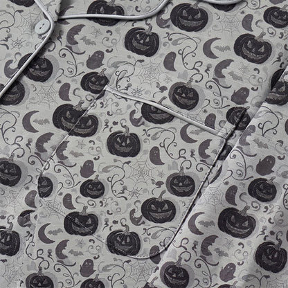 Halloween Schlafanzug Herren | Kürbis, Geister, Fledermäuse | Schwarz oder Grau-Chaps Herrenmode