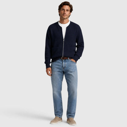 Strickjacke mit Reißverschluss Herren | Rundhals | Rippstrick | Taschen