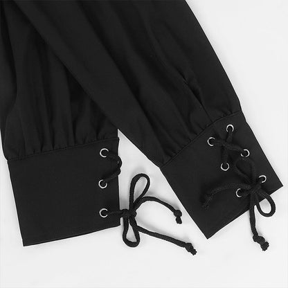 Mittelalter Hemd Herren | Schnürung | V-Ausschnitt | Langarm | 6 Farben-Chaps Herrenmode