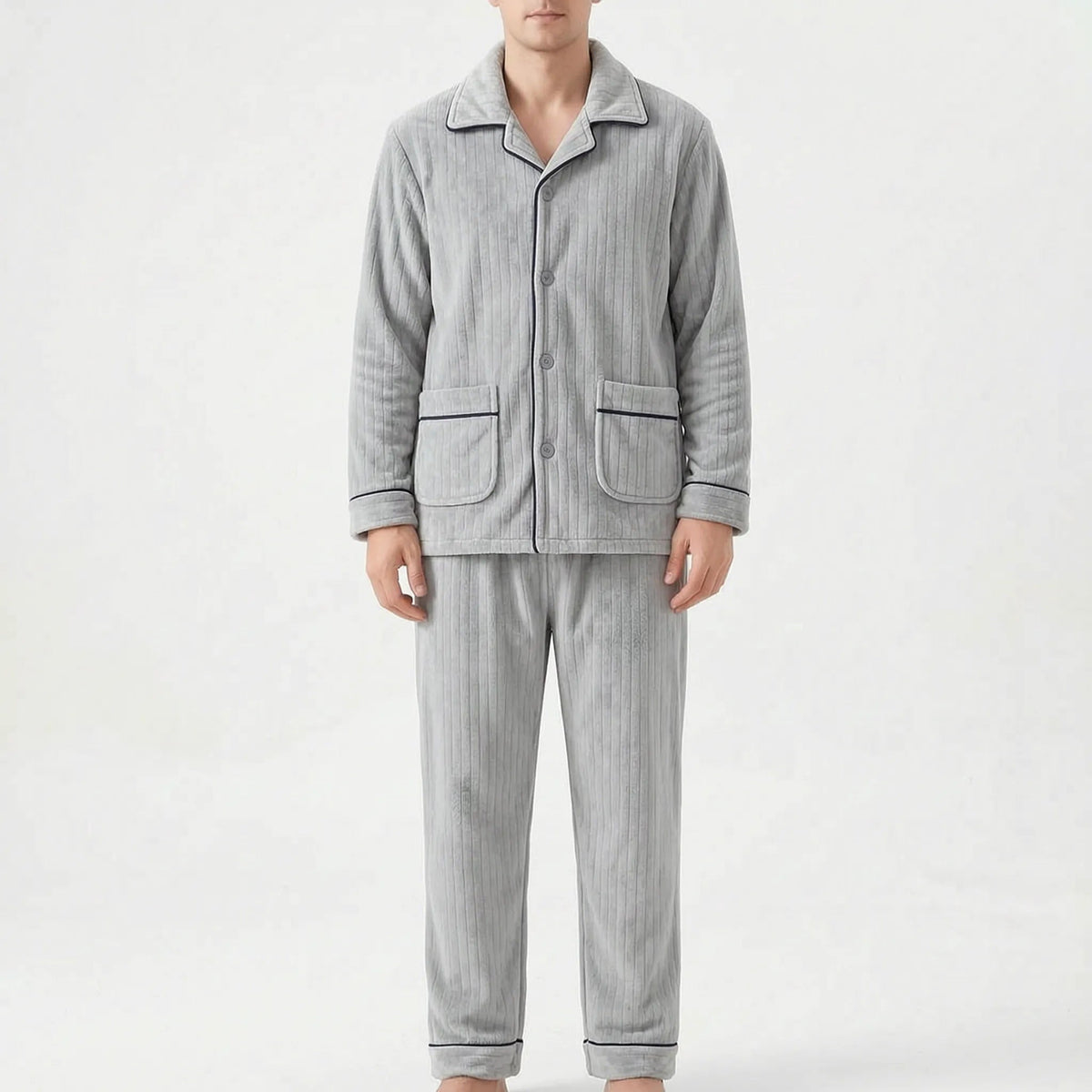 Fleece Pyjama Herren mit Kragen | Knopfleiste | 7 Varianten