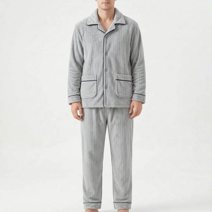 Fleece Pyjama Herren mit Kragen | Knopfleiste | 7 Varianten