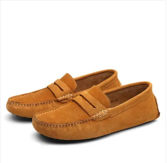 Loafer Herren | Penny Riegel | Flache Sohle | Zum Hineinschlüpfen-Hellbraun-38-Chaps Herrenmode