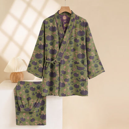Kürbis Kimono Pyjama Herren | Kleine Monster | Lila oder Grün