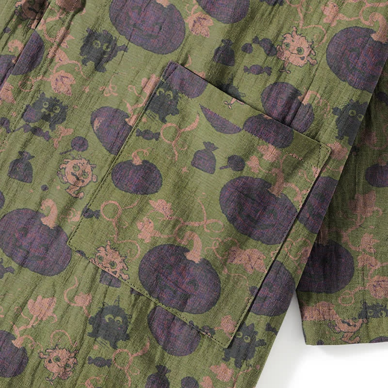 Kürbis Kimono Pyjama Herren | Kleine Monster | Lila oder Grün