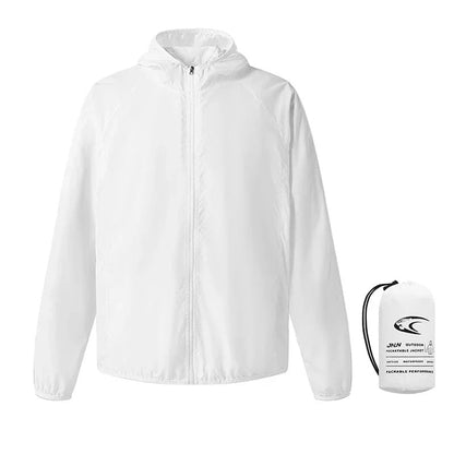 Windbreaker Herren | Packbar | Wasserabweisend | Kapuze-Weiß-M-Chaps Herrenmode