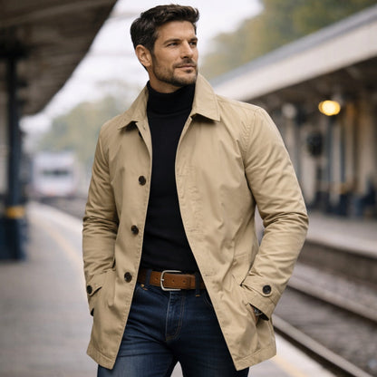 Kurzmantel Herren | Knopfleiste | Wetterfest | Gefüttert-Chaps Herrenmode