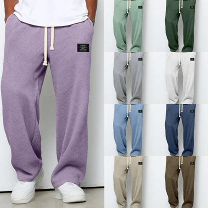 Jogginghose Herren | Waffelstruktur | Weites Bein | Kordelzug-Chaps Herrenmode