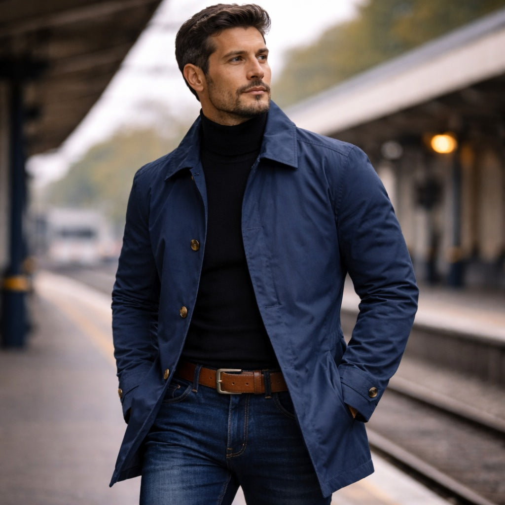 Kurzmantel Herren | Knopfleiste | Wetterfest | Gefüttert-Chaps Herrenmode