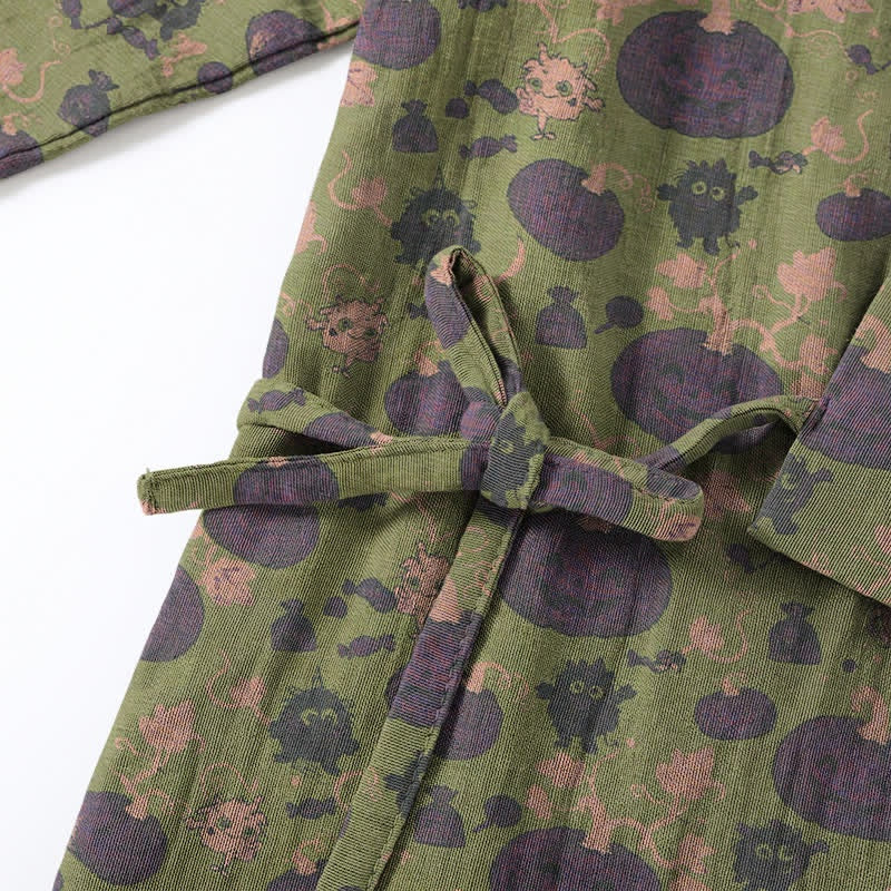 Kürbis Kimono Pyjama Herren | Kleine Monster | Lila oder Grün