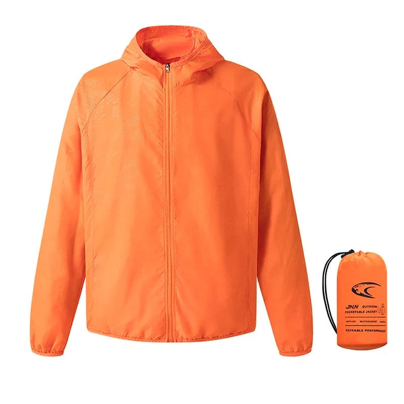 Windbreaker Herren | Packbar | Wasserabweisend | Kapuze-Orange-M-Chaps Herrenmode