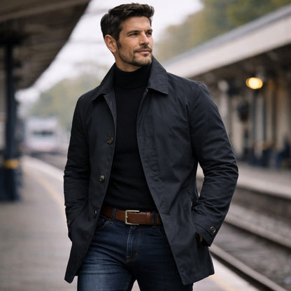 Kurzmantel Herren | Knopfleiste | Wetterfest | Gefüttert-Chaps Herrenmode